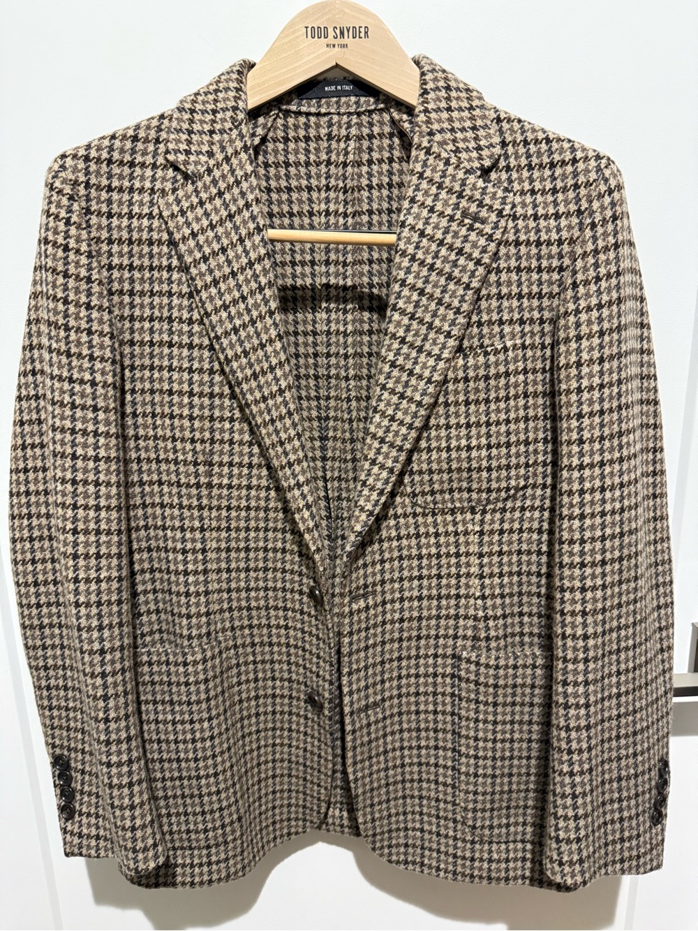 Todd Snyder Italian Houndstooth Wool Sport Coat - 36S